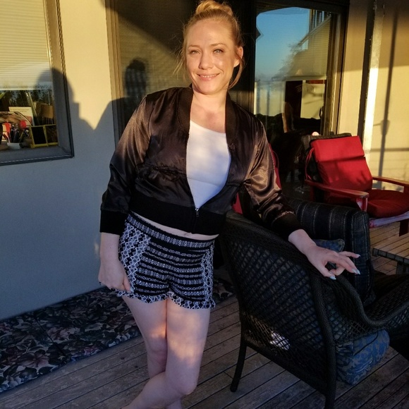 Miss Posh Jackets & Blazers - Black Cropped satin bomber jacket NWT!